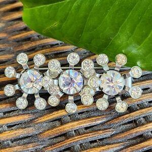 Vintage Silver Crystal Hair Clip